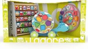 NEW JADORE natural wood 3-in-1 baby gift set – abacus, turtle pull toy & clock p